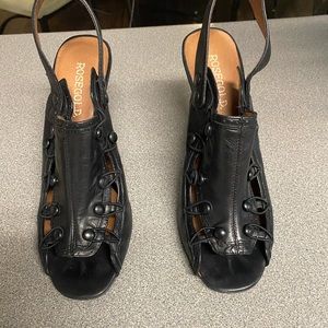 Black Leather Sling Back Heels